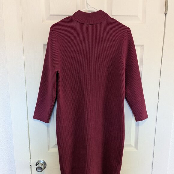 Hatch Skylar Rib Knit Midi Dress Pink Maternity Size 4 Mock Neck Stretch Bodycon - Picture 11 of 12